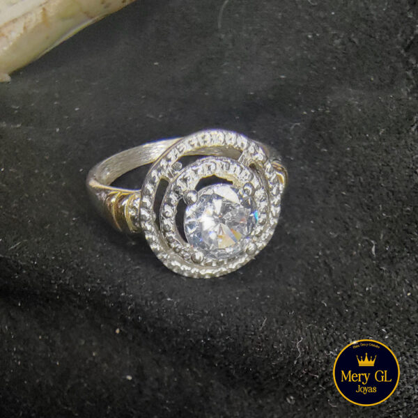 Anillo Plata y Oro - Cubic Blanco Circular - T14/5