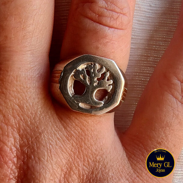 Anillo Plata 925 y Oro. Arb Vida Gde T14