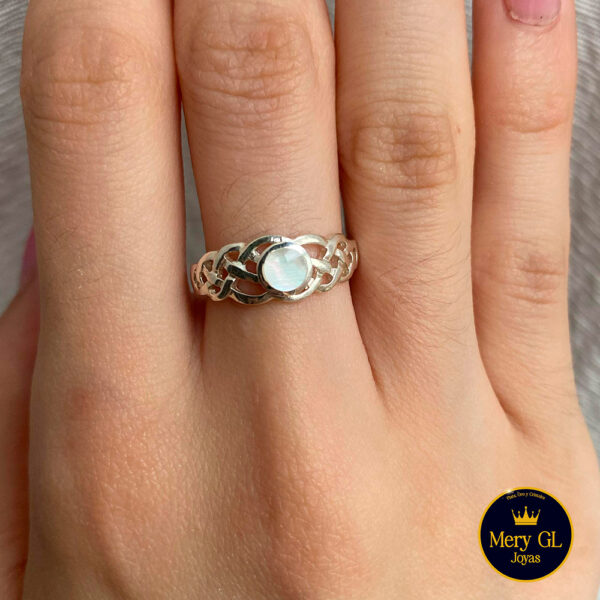 Anillo Calado Piedra Blanca Redon 16