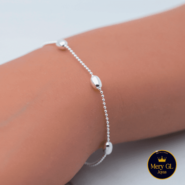 Pulsera C/Bolas Militar Plata 925 19cm
