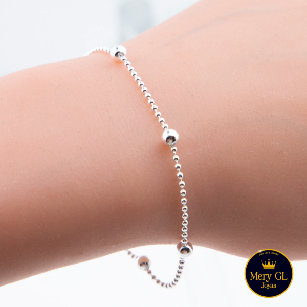 Pulsera C/Bolas RED Militar Plata 925 19cm