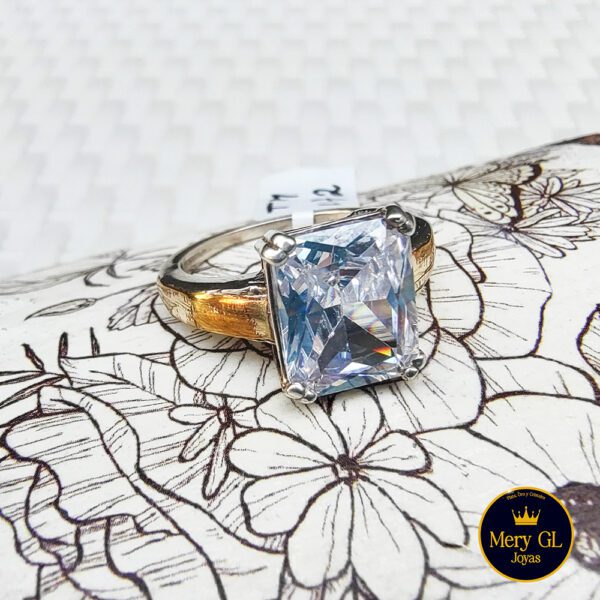 ANILLO plata 925 y oro A548 Piedra - 17